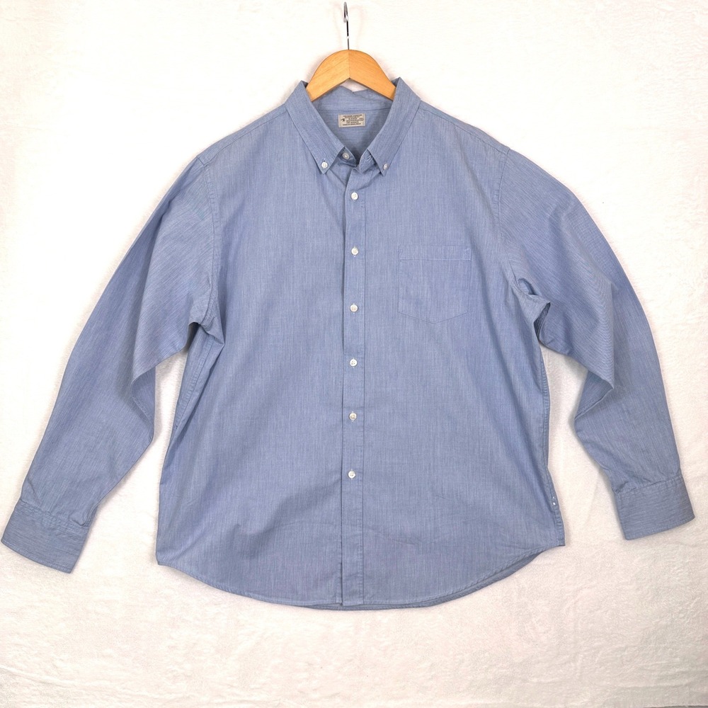 Reed Edward Mens XL Blue Washed Shirting Button Down Cotton Long Sleeve RE308